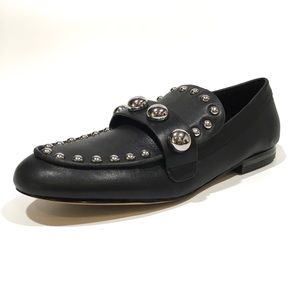 KARL LAGERFELD AVAH STUDDED LOAFERS MOCCASINS -BLACK LEATHER -US 9 -NIB